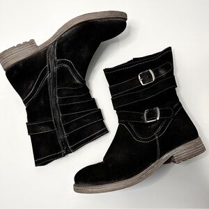 ROAN by Bed Stu LOLA Suede Leather Distressed Moto Combat Boots Black 8.5